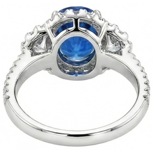 Oval Blue Sapphire And Natural Earth Mined DIAMOND ( NOT LAB GROWN ) Ring White Gold Jewellery 2 Ct.