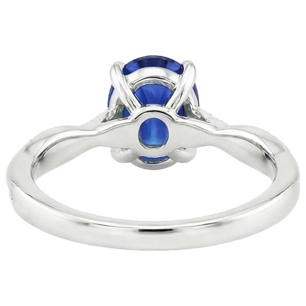 natural round sapphire 6ct ring on white background