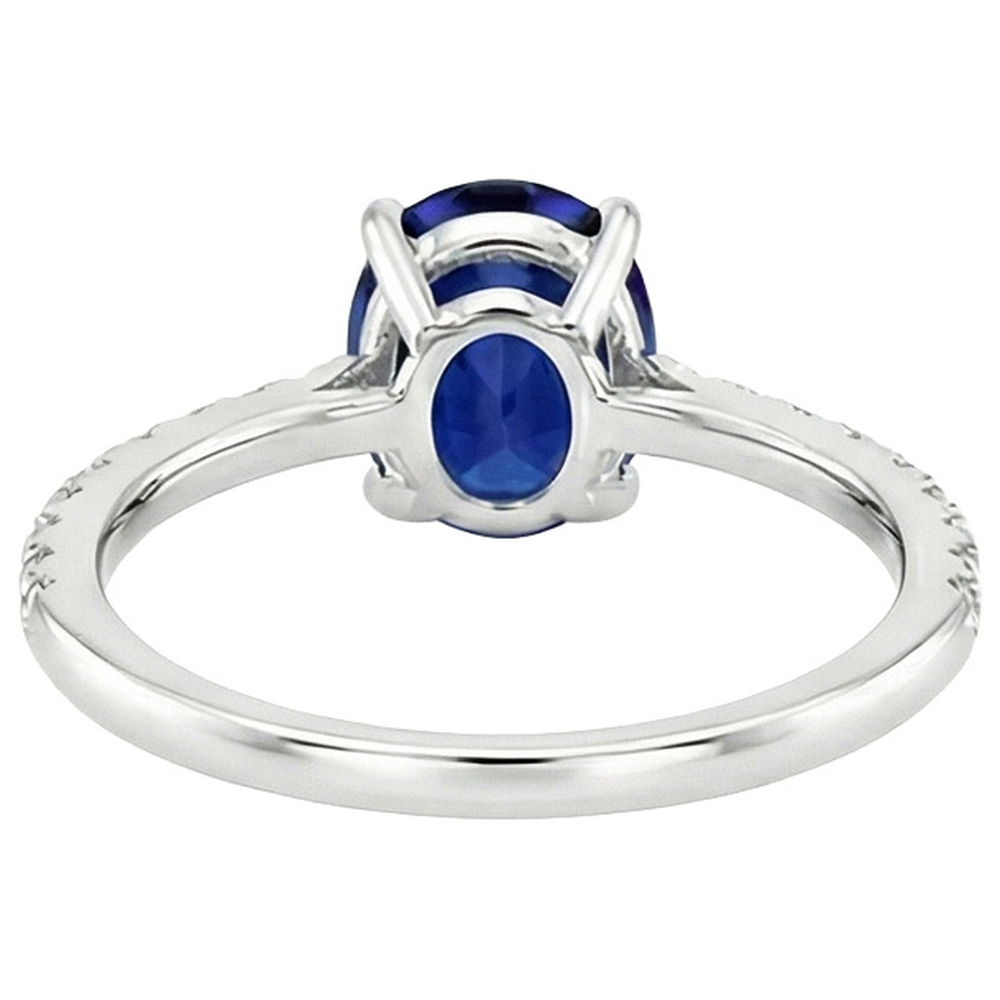 Oval Blue Sapphire Natural Earth Mined Diamond Engagement Ring Claw Prong Setting 6 Carats