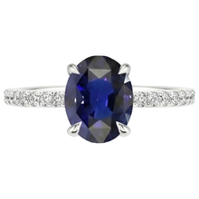 Oval Blue Sapphire Natural Earth Mined Diamond Engagement Ring Claw Prong Setting 6 Carats