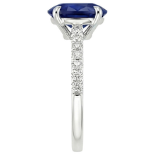 Oval Blue Sapphire Natural Earth Mined Diamond Engagement Ring Claw Prong Setting 6 Carats