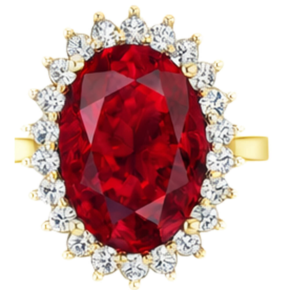 Oval Burma Ruby Natural Earth Mined Diamond Flower Style Ring 10.50 Carats Two Tone Gold