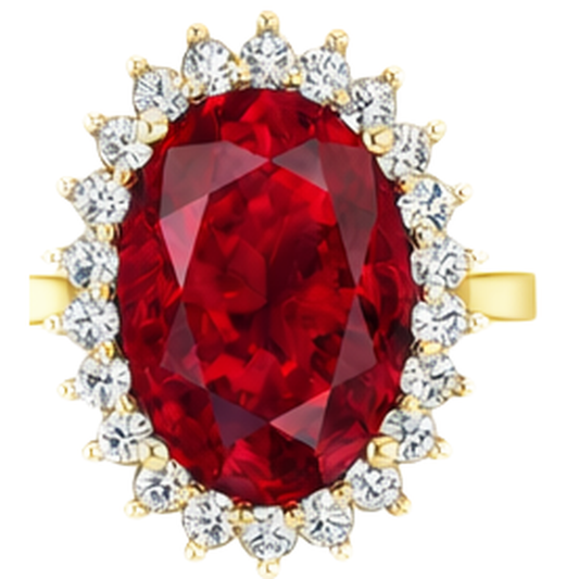 Oval Burma Ruby Natural Earth Mined Diamond Flower Style Ring 10.50 Carats Two Tone Gold
