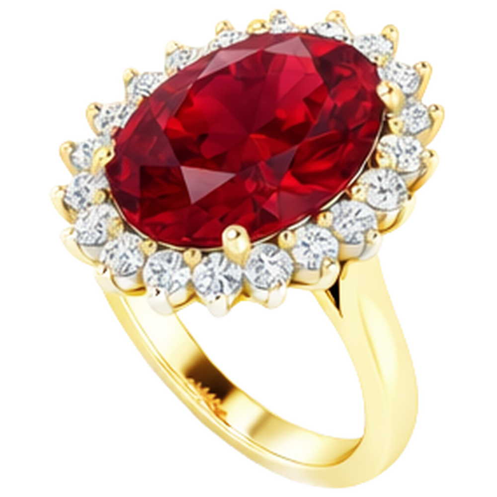 Oval Burma Ruby Natural Earth Mined Diamond Flower Style Ring 10.50 Carats Two Tone Gold