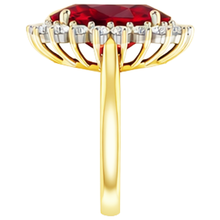 Oval Burma Ruby Natural Earth Mined Diamond Flower Style Ring 10.50 Carats Two Tone Gold