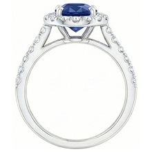 Oval Ceylon Sapphire And Natural Earth Mined Diamond Ring Solid Gold 14K