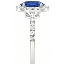 Oval Ceylon Sapphire And Natural Earth Mined Diamond Ring Solid Gold 14K