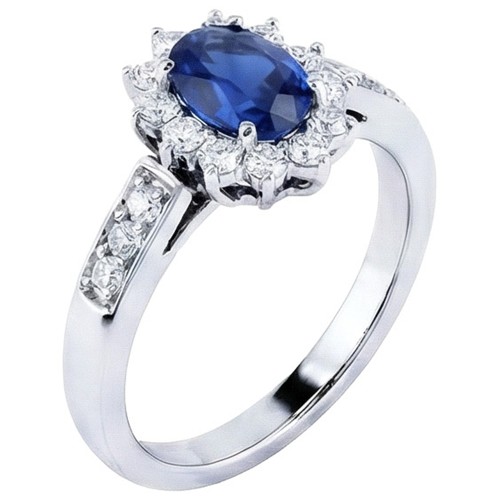 natural round sapphire 2.50ct ring front view