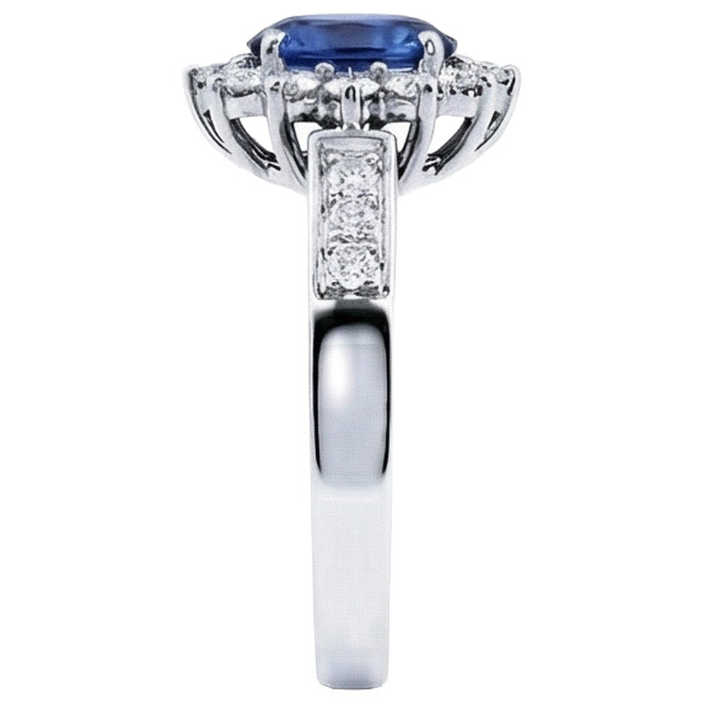 natural round sapphire 2.50ct ring top view