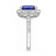 Oval Ceylon Sapphire Halo Natural Earth Mined Diamond Ring 11.75 Carats Gold 14K