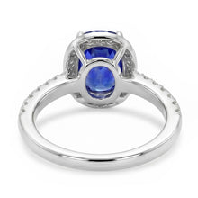 Oval Ceylon Sapphire Halo Natural Earth Mined Diamond Ring 11.75 Carats Gold 14K
