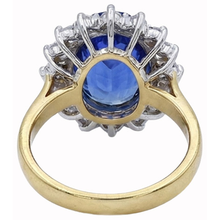 Oval Ceylon Sapphire Natural Earth Mined DIAMOND ( NOT LAB GROWN )s 8.51 Ct Ring Two Tone White Gold 14K