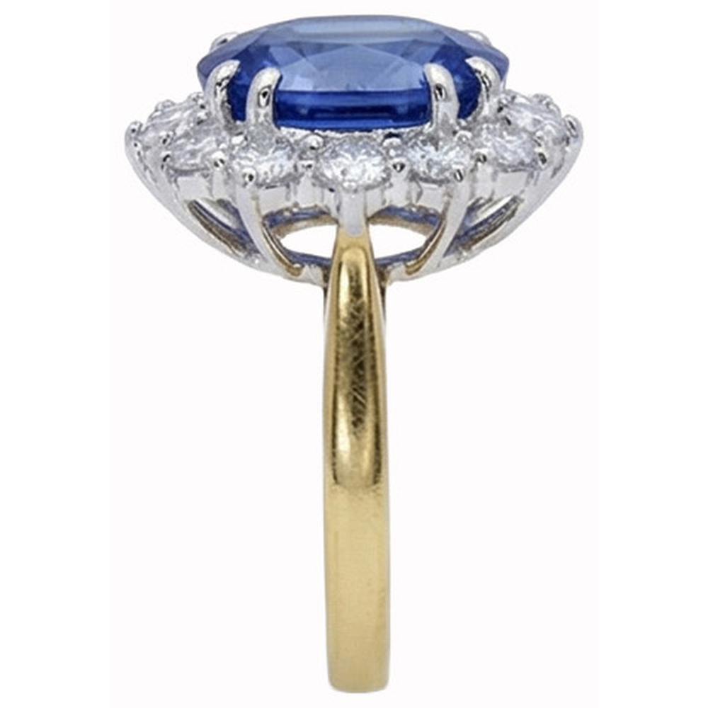 Oval Ceylon Sapphire Natural Earth Mined DIAMOND ( NOT LAB GROWN )s 8.51 Ct Ring Two Tone White Gold 14K