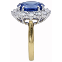Oval Ceylon Sapphire Natural Earth Mined DIAMOND ( NOT LAB GROWN )s 8.51 Ct Ring Two Tone White Gold 14K