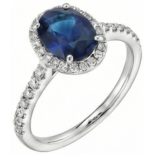 Oval Ceylon Sapphire Ring Natural Earth Mined Diamond Wedding White Gold 14K 2.75 Ct