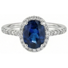 Oval Ceylon Sapphire Ring Natural Earth Mined Diamond Wedding White Gold 14K 2.75 Ct