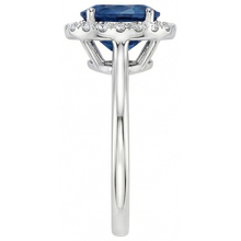 Oval Ceylon Sapphire Round Natural Earth Mined Diamonds 2.50 Carats Ring White Gold 14K