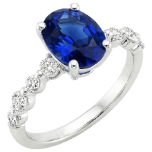 Oval Ceylon Sapphire Wedding Ring With Round Natural Earth Mined Diamonds Accents 5 Carats