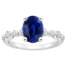 Oval Ceylon Sapphire Wedding Ring With Round Natural Earth Mined Diamonds Accents 5 Carats