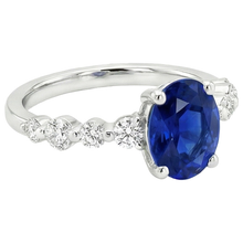 Oval Ceylon Sapphire Wedding Ring With Round Natural Earth Mined Diamonds Accents 5 Carats