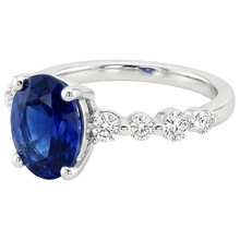 Oval Ceylon Sapphire Wedding Ring With Round Natural Earth Mined Diamonds Accents 5 Carats