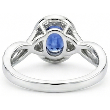 Oval Ceylon Sapphire & Round Natural Earth Mined DIAMOND ( NOT LAB GROWN ) Ring 1.55 Carat White Gold 14K