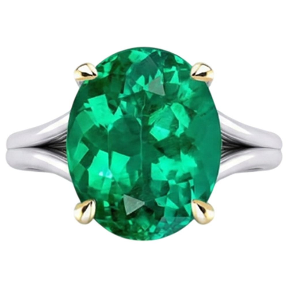 Earth-Mined Fine Emerald Colored Stone Ring – side view