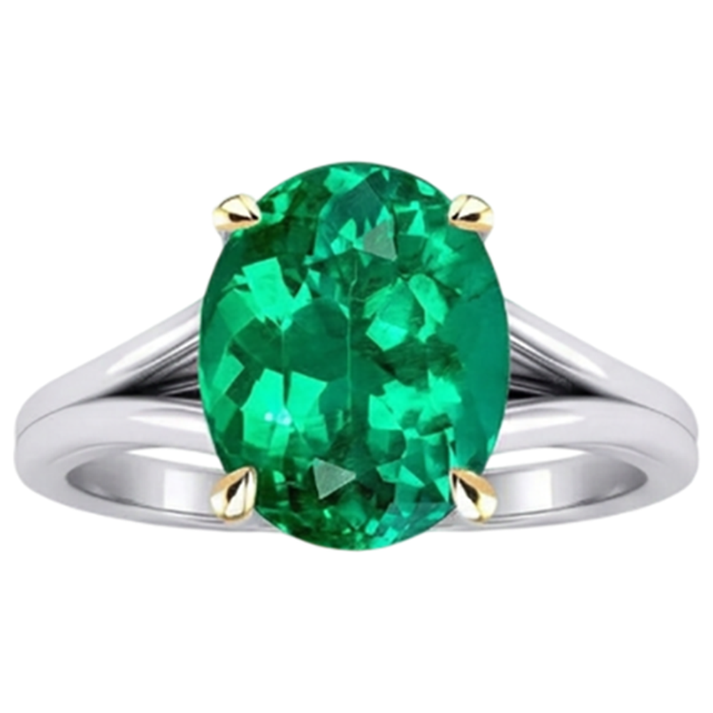 Exquisite Fine Emerald Colored Stone Ring 3.50 ct – profile view