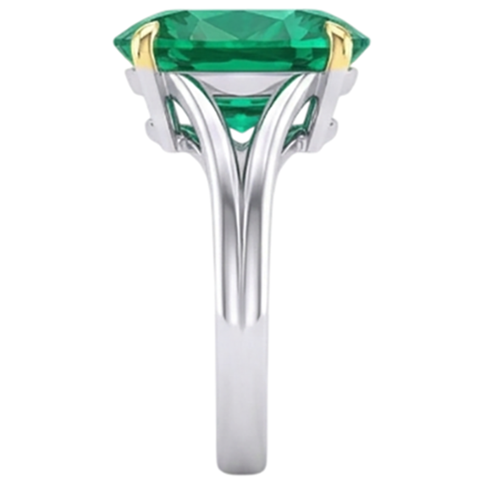 Exquisite Fine Emerald Colored Stone Ring 3.50 ct – back view