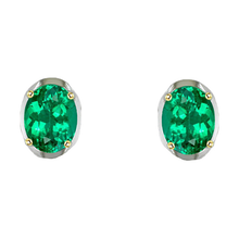 Emerald Oval Gemstone Earring in Two-Tone 14K Gold – main view