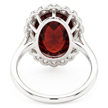 Oval Cut 20 Ct Garnet With Natural Earth Mined Diamonds Ring Gold White 14K
