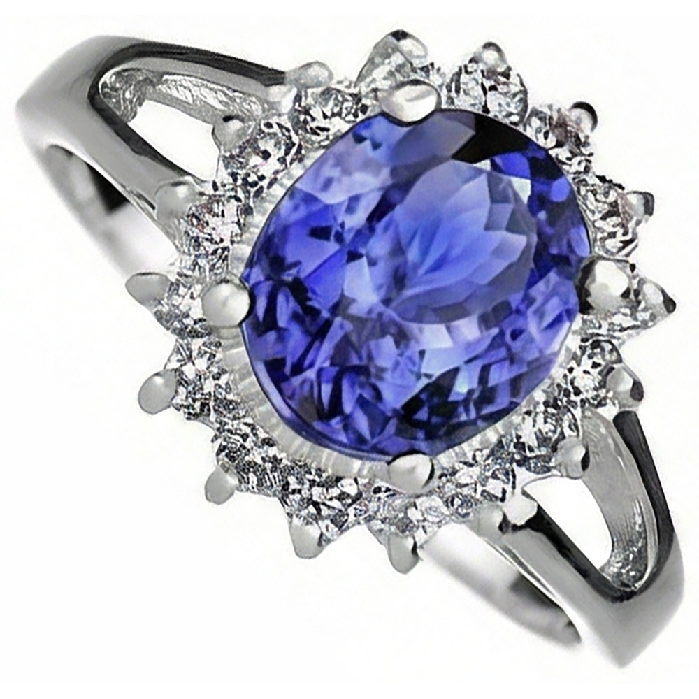 natural round tanzanite 22.75ct ring side angle