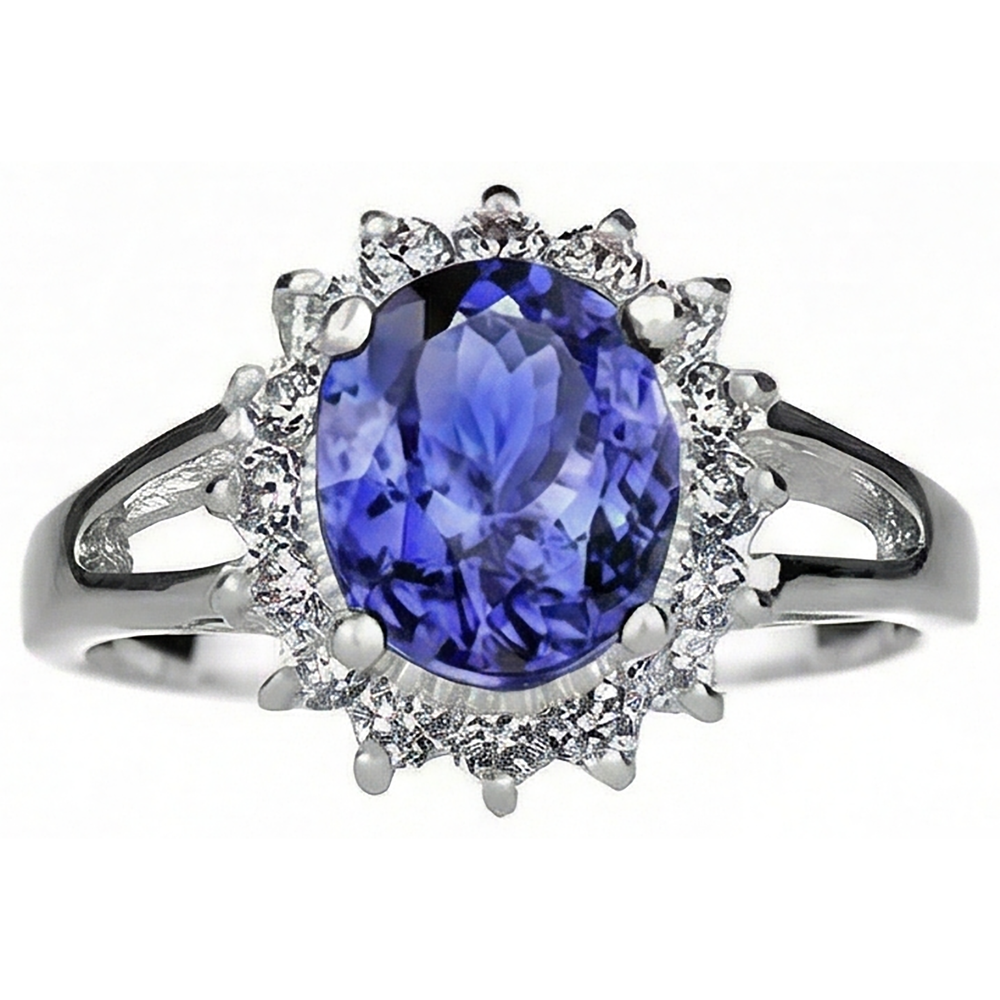 natural round tanzanite 22.75ct ring close up detail