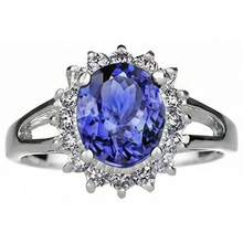 natural round tanzanite 22.75ct ring close up detail