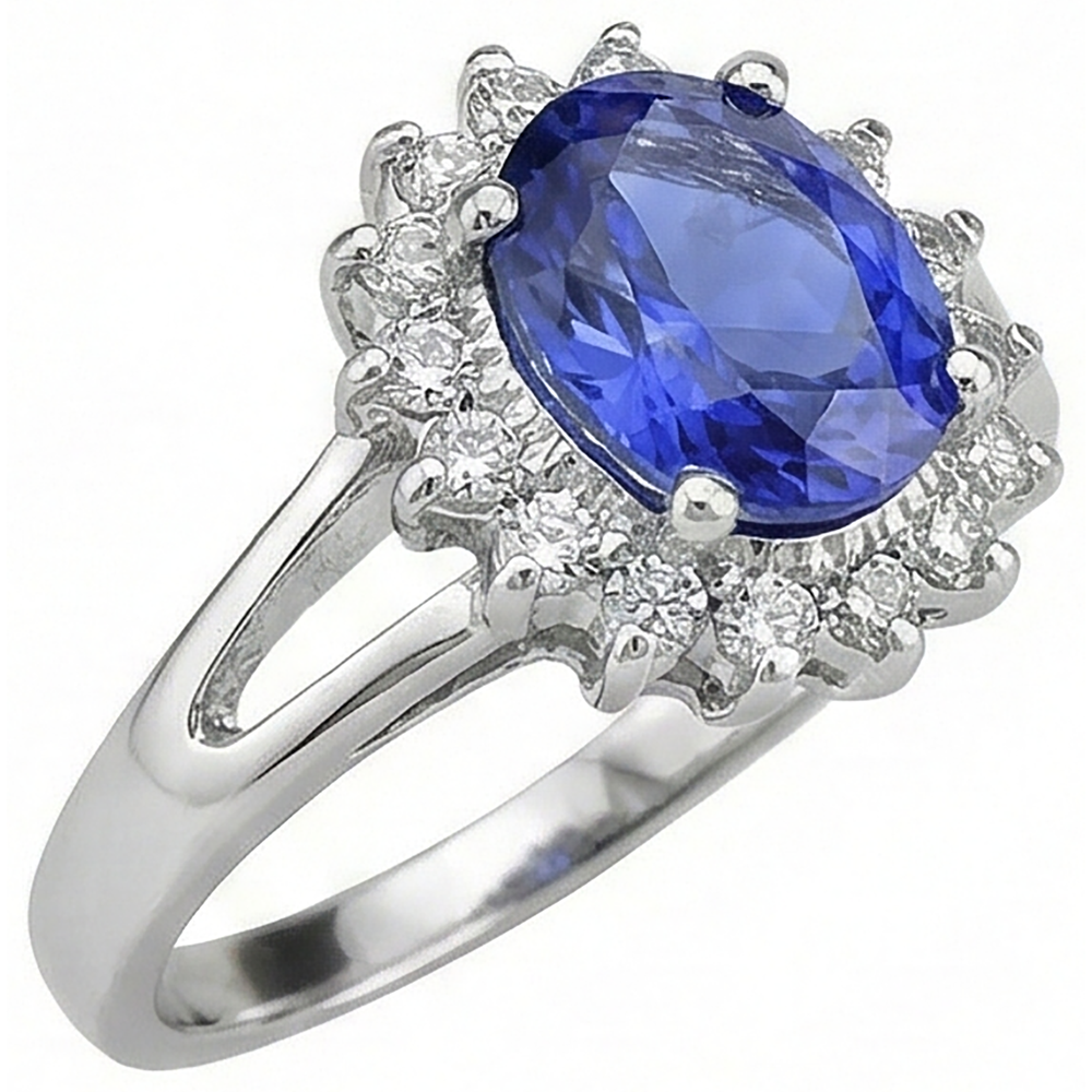 natural round tanzanite 22.75ct ring top view