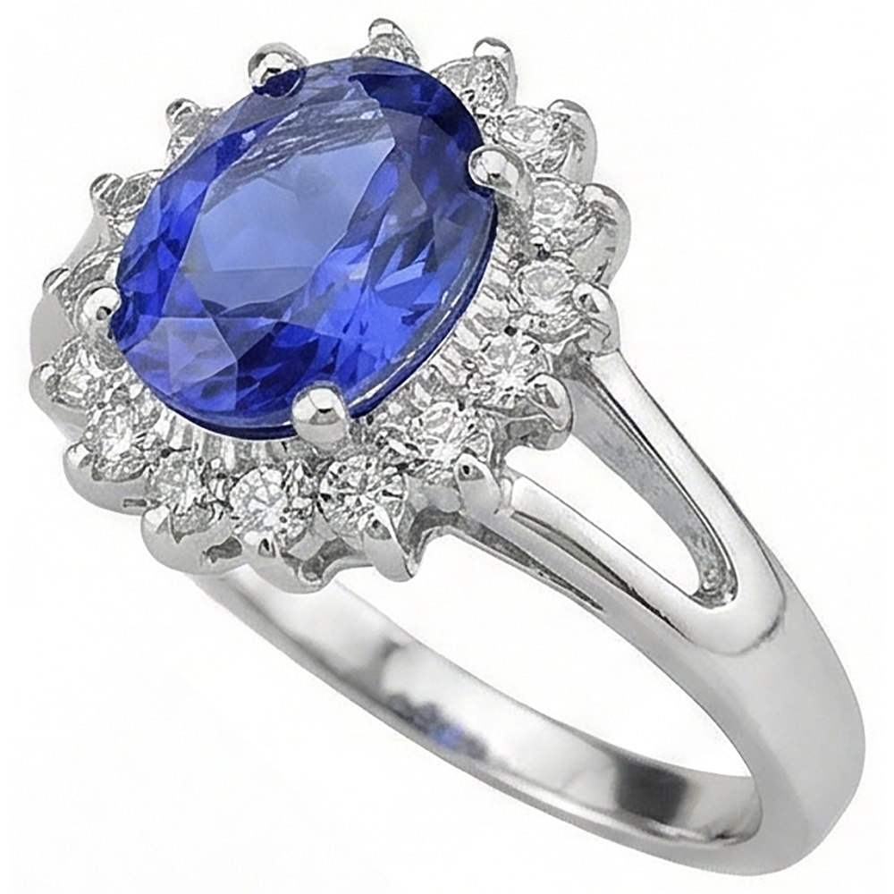 natural round tanzanite 22.75ct ring profile view