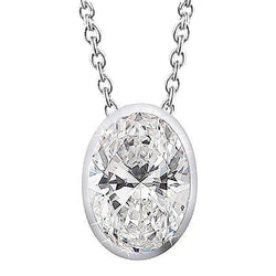 Oval Cut 3 Carat Real Diamond Pendant