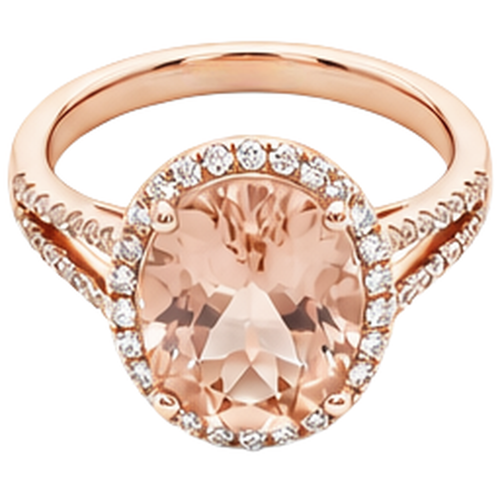Oval Cut 33.75 Ct Morganite With Natural Earth Mined Diamonds Wedding Ring