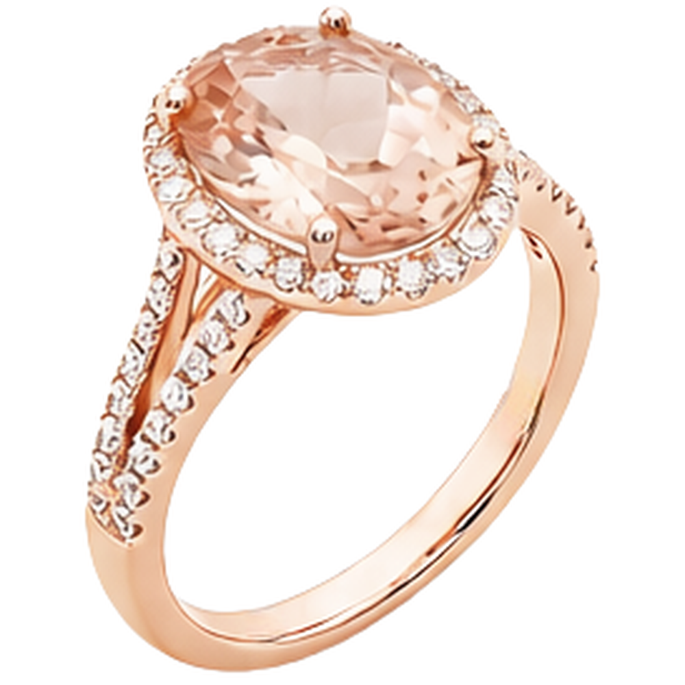 Oval Cut 33.75 Ct Morganite With Natural Earth Mined Diamonds Wedding Ring