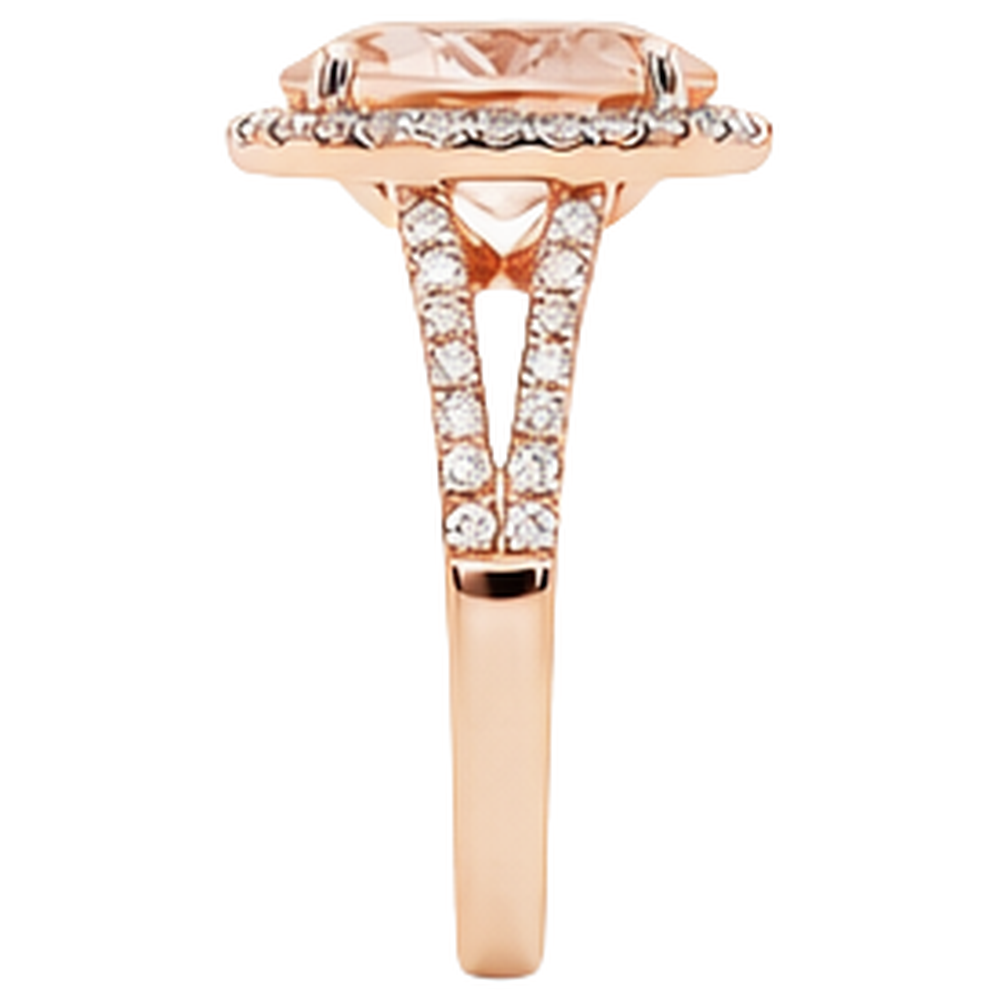 Oval Cut 33.75 Ct Morganite With Natural Earth Mined Diamonds Wedding Ring