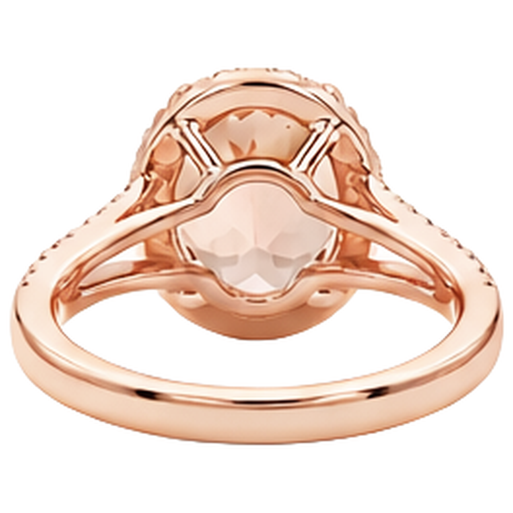 Oval Cut 33.75 Ct Morganite With Natural Earth Mined Diamonds Wedding Ring