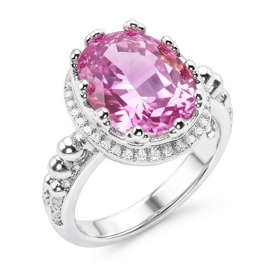 Oval Cut 36.00 Carat Big Pink Kunzite Ring White Gold 14K