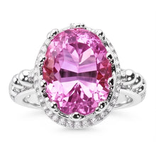 Oval Cut 36.00 Carat Big Pink Kunzite Ring White Gold 14K