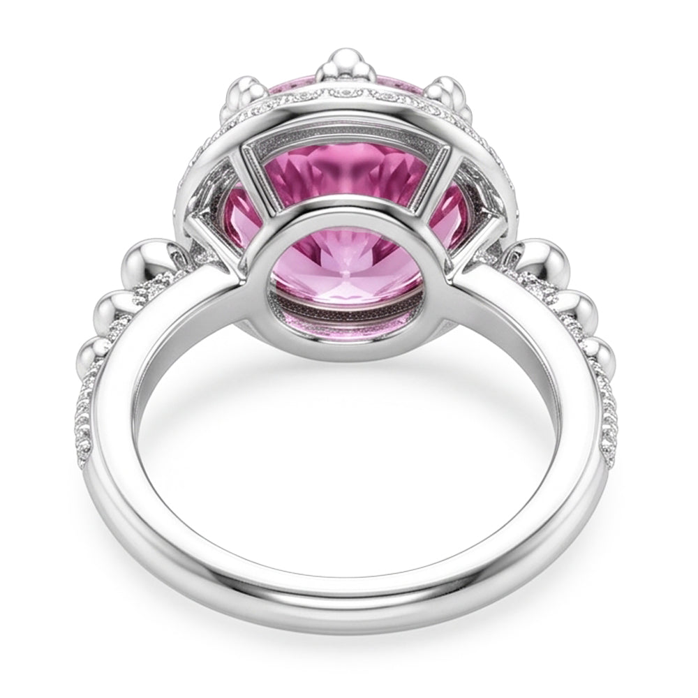 Oval Cut 36.00 Carat Big Pink Kunzite Ring White Gold 14K
