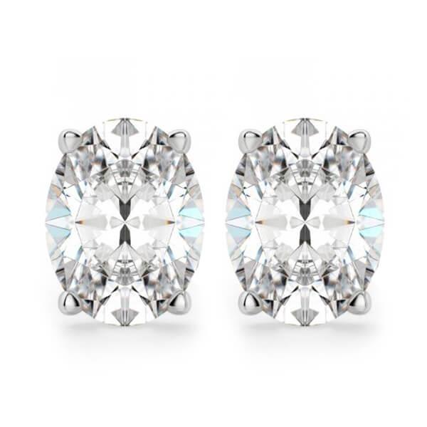 Oval Cut 3.5 Carats Real Diamond Stud Earrings White Gold Jewelry