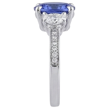 Oval Cut 4.50 Ct. Tanzanite With Natural Earth Mined Diamonds 3 Stone Style Ring 14K