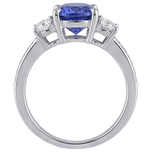 Oval Cut 4.50 Ct. Tanzanite With Natural Earth Mined Diamonds 3 Stone Style Ring 14K