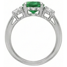 Oval Cut 6.50 Carats Green Emerald And Natural Earth Mined DIAMOND ( NOT LAB GROWN )s 3 Stone Ring White Gold 14K