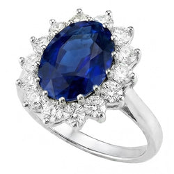 Oval Cut Blue Sapphire Colored Stone Ring in 14K White Gold