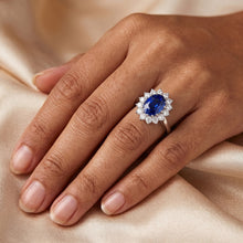 Oval Cut Blue Sapphire Colored Stone Ring in 14K White Gold